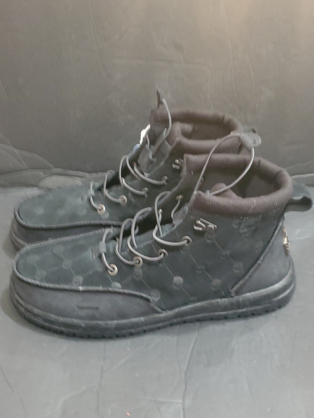 Hey Dude x Jelly Roll Bradley black suede crowned skull embossed lace up shoes